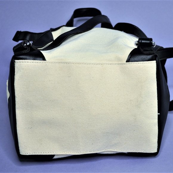 Deux Lux Demi Canvas Backpack in Off-White/Cream & Black - Picture 4 of 13